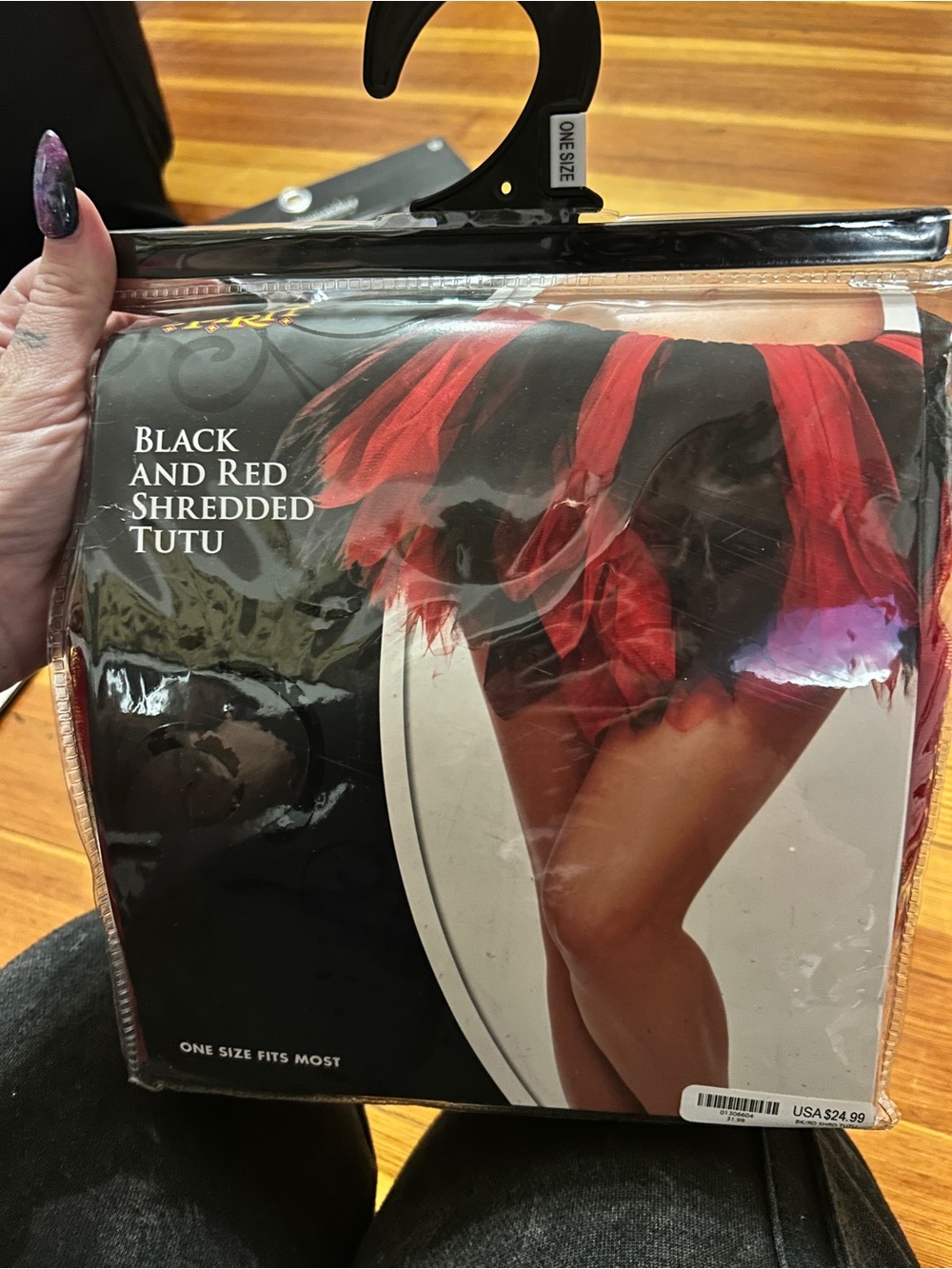 Black and Red Shredded Tutu - One Size